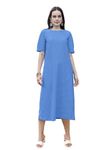 PURVAJA Women’s A-Line Below Knee Length Dress (Yuvi-011-Blue_Blue_XX-Large)