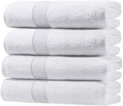 Canadian Linen White Hotel Bath Towels Set 27"x54", 4 Pack, 500 GSM. Soft Absorbent Ring Spun Commercial Cotton Towels, Lightweight Quick Dry Motel Gym Spa Hair Salon, Beach Spa & Pool Towel, White