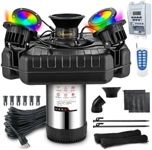 Goldlife Pond Fountain Aerator, F3 With 4 RGB Lights, 1HP 750W 110V Stainless Steel Floating Fountain With 100FT Power Cord, Octagon Aerating Fountain Pump for Small Large Pond Lake Pool Bay Fish farm