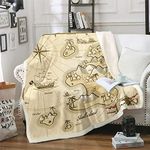 Treasure Map Fleece Throw Blanket W