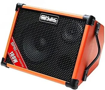 Coolmusic BP80 Battery Powered Acoustic Guitar Amplifier- Portable Bluetooth Speaker 100W, 6 Inputs,3 Band EQ,Orange