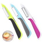 Rubywoo&chili Swivel Peeler, 3 PCS Stainless Steel Sharp Potato Peelers with Non-Slip Handles and Rotary Blades for Apples Carrots Cucumbers