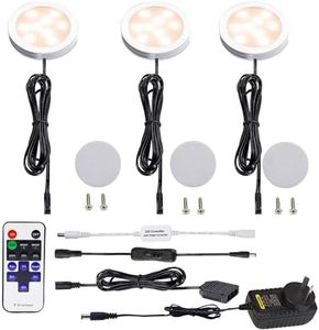 AIBOO 3 Pack Round Display 240V LED Puck Lights,6W Under Cupboard Counter Shelf Lights(Warm White 2700K)