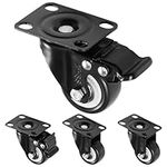 H&S 4 Castor Wheels Heavy Duty 200kg 50mm PU Swivel Trolley Furniture Caster With Brakes Black - Castor Wheel - Heavy Duty Caster - Trolley Wheel - Swivel Castor Wheel - Caster Wheel With Brake