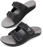 V.Step Orthopedic Sandals for Women Men, Adjustable Orthotic Slide Sandals with Arch Support Slip On for Plantar Fasciitis Pain Relief Black W12/M11