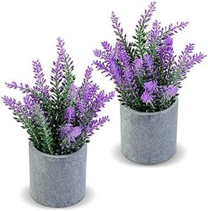 CADNLY Planta artificial de lavanda en macetas, flores artificiales de lavanda sintética, plantas de lavanda falsa en maceta, decoración moderna de flores de granja, decoración de lavanda púrpura para