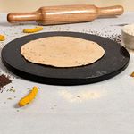 Jaipur Ace Indian Marble Chakla/Rolling Pin Board/Roti Maker/Chakla/Chapati Maker for Home & Kitchen | Finished Marble Roti Maker (10 Inch) (Black chakla belan)