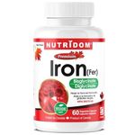 Nutridom Iron Bisglycinate 27 mg, Iron Supplement for Women & Men | Non-GMO, Vegan, Free of Gluten, Soy, Dairy, Made in Canada (60 Vegetable Capsules)