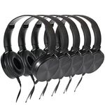 Yoley Bulk Kids Headphones for School Classroom 5-Pack,Durable Wired On-Ear 3.5mm Plug for Kids,Students,Computer,Kindle Fire,Chromebook,Laptop,Mobile Phone-Black