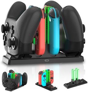 Controller Charger Dock for Nintendo Switch, 6 in 1 Charging Station for Nintendo Switch Joy-Con Controllers and Pro Controllers Black(Not for PowerA Pro Controllers)