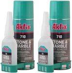 Akfix 710 Stone and Marble Fast Adhesive (1.76 oz.) with Activator (6.70 fl. oz.) [Clear Super Glue Adhesive and Accelerator Spray] | 2 Pack