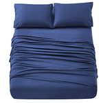 Home Beyond & HB design - 4-Piece Bed Sheets Set (Full or Double, Navy) - Premium Hotel Quality Bedding Sheets, Breathable Soft Brushed Microfiber, 16-Inch Deep Pocket, Wrinkle Fade Resistant