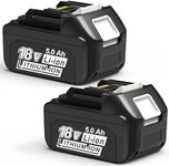 Rocivic Replacement for Makita 18V Battery 5.0Ah 2 Packs, Compatible with Makita BL1820B BL1830B BL1840B BL1850B BL1860B 18V Cordless Power Tools, with LED Indicator