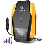 TUSA Digital Air Compressor Pump(ABS Plastic and Metal) - 12V Digital Car Tyre Inflator with Auto shutoff (1+1 Year Warranty) Yellow , Pack of 1