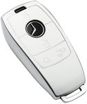 Tukellen for Mercedes Benz Key fob Cover,Special Soft TPU Key Case Protector Compatible with Mercedes Benz 2017-2021 E-Class 2018-2021 S-Class 2019-2021 A-Class C-Class G-Class-White