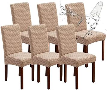 Genina Waterproof Chair Covers for Dining Room 6 Pack, Dining Chair Cover Removable Parson Chair Slipcover Chair Protectors Covers for Kitchen (Argyle-Khaki, 6 PCS)