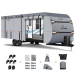 Upgrade 7 Layers RV Cover 27-30 FT, Somokg Heavy Duty Travel Trailer RV Cover, Utility Trailer Cover for Snowproof, Rip-Stop Camper Cover with 5+2 Windproof Straps & Abundant Kit