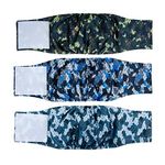 Dono Washable Male Dog Nappies, Super Absorbing Male Dog Belly Band Pack of 3, Sanitary Pants Dog Wraps for Small Medium Large Dogs S(Army,S)