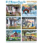 Bits and Pieces – 6-in-1 Multi-Pack - 300, 500, and 1000 Piece Jigsaw Puzzles for Adults – Seasons Puzzle Set Bundle by Artist John Sloane