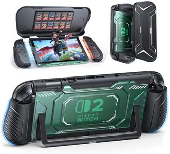 FASTSNAIL Switch 2 Protective Case, Switch 2 Cover with Dockable TPU Middle Frame, Non-Slip Ergonomic Grip for Joycon 2, Anti-Scratch PC Front Cover with 12 Game Card Slots for Switch2 - Light Green