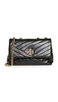 Tory Burch Women's Small Kira Chevron Convertible Shoulder Bag, Black, One Size