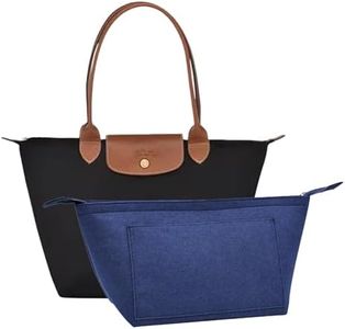 D.DUO Bag Organizer,Purse Insert Organizer With Zipper,Suitable Longchamp Long and Short Handles Tote Bag Organizer Insert (Dark Blue, Medium)