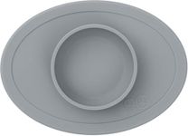 ezpz Tiny Bowl (Gray) - 100% Silicone Suction Bowl with Built-in Placemat for First Foods + Baby Led Weaning - Fits on All Highchair Trays - 6 Months+