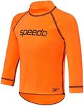 Speedo Boy's Logo Long Sleeve Rash Top, Fluro Orange, 3 Years