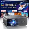 Projector 4K [Google TV/Dolby Audio] Netflix Disney+ Official,1000 ANSI Auto Focus/Keystone 1080P Portable Projector,Voice Control, WiFi6 Bluetooth HDR10 Smart Movie Home Projector for Bedroom Outdoor