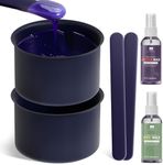 BLITZWAX 2Pcs Silicone Wax Pot Liner Hair Removal Replacement Wax Bowl for Women Men Body Waxing, Dark Blue Wax Warmer Wax Liner and Wax Stick, Compatible with 16 oz Wax Kit, Clean and Clutter-Free
