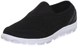 Propét Womens TravelActiv Slip-on Fashion Sneakers, Black, 7 XX-Wide US, Black, 7 XX-Wide