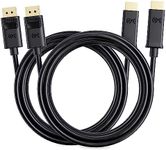 Cable Matters 2-Pack Unidirectional DisplayPort to HDMI Cable 6 ft, Gold-Plated DP to HDMI Cable, Display Port to HDMI Adapter Cable, 6 Feet