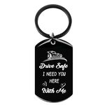 OUMILAN Drive Safe Keychain for Boyfriend I Need You Here With Me Keychain Gifts for Men Birthday Christmas Valentines Day Gifts, Black, Drive Safe Keychain