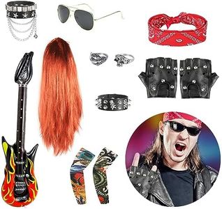 Lot de 12 costumes de rockeur pour homme,Costume de rockstar,Costume de punk,Costume pour femme,Costume de disco,Costume de fête pour homme,Costume des années 70 et 80 90,Accessoire de festival