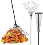 Pelle & Sol Garden Rake - 38-63 Inch Adjustable Lawn Rake for Gardening, Grass w/ 25 Tines for Yard Clean Up - Garden Rakes for Leaves, Lawn Leveller, Yard Clean Up Tool - Black