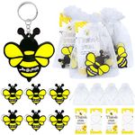 Elecrainbow 60 Pack Bumble Bee Keyring Pack including 20 Keychain, 20 Thank You Tags and 20 Bags for Bee Party, Mommy to Bee, Baby to Bee Baby Shower, Adult Bee, Queen Bee, Birthday, Gender Reveal, S