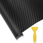 Upgrade 4D Black Carbon Fiber Vinyl Wrap for Cars 12" x 60",H HOME-MART Car Vinyl Wrap Roll-Matte Black Vinyl Wrap for Cars + Hand Tool 30x152CM