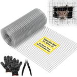 COZCLAM 300mm x 6m Rodent Mesh, Galvanised Wire Mesh with Gloves and Plier, Rustproof Metal Wire Mesh Roll Rat Mesh for Rodent Proofing, Filling in Gaps Around the Home & Garden