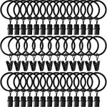 AMZSEVEN 40 Pack Curtain Rings with Clips, Drapery Clips with Rings, Drapes Rings 1.26 in Interior Diameter, Fits up to 1 in Curtain Rod, Black