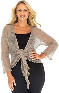 Back From Bali Womens Plus Size Shrug Bolero Sheer Cardigan Arm Cover 2X 3X 4X Lightweight, Beige, XX-Large Plus