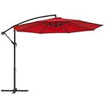 SONGMICS Outdoor Umbrella, 10 ft Patio Umbrella, Sunshade with Protection UPF 50+, Red UGPU116R01