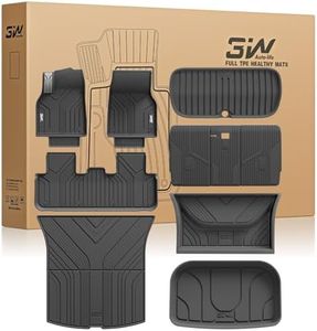 3W Tesla New Model Y Juniper Floor Mats and Cargo Liners, TPE Full Set Floor Liner for New Model Y 2025 2026, Cargo Mats and Seat Back Cover Protector, Car Mats for Tesla Accseeories, Black