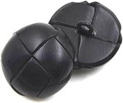 Buttons,5pcs Leather Covered Buttons 15/19/21/23/26mm Black/Brown Leather Button for Coats Jacket Buttons, Black, 15mm