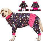 LovinPet Large Breed Dog Pajamas, Wound Care/Post Surgery Recovery Shirt for Large Dogs, Unicorn and Rainbow Black Print, Lightweight Stretchy Pullover Large Puppy Pajamas,Bodysuit Dog Jammies/XL