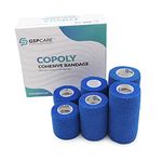 Cohesive Bandage of GSPCARE Mix Size, Super Elastic Bandages Can be Used for Vet Wrap, Sports Bandage for Human Wrist,Ankle,Knee. 2 Rolls 5cmX4.5m,2 Rolls 7.5cmX4.5m,2 Rolls 10cmX4.5m (Blue)