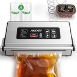 95Kpa Liquid Vacuum Sealer Machine, Full Automatic Food Sealer for Dry/Liquid/Moist Foods | Strong Suction | Digital Timer | One-Touch Operation | Built-in Cutter & Bag Storage | Removable Drip Tray