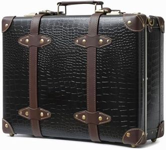 urecity Vintage and Cute Carry-on Overnight Case Non-wheeled Mini Leather Trunk Suitcase with Shoulder Strap