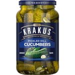 Krakus Pickled Dill Cucumbers 920g - Sweet & Sour Taste - Crispy Gherkins - Delicious Condiment - Ready to Serve - Glass Jar