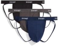 2(x)ist Men's Micro Speed Dri Jock Strap 3-Pack, Black/Charcoal/Varsity Navy, Medium