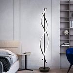 40W LED Floor Lamp Remote Control Dimmable Spiral Floor Lamp Indoor Tall Lamp Floor Lamp for Living Rooms Family Rooms Bedrooms Offices Lighting (Black)